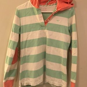 Vineyard Vines M green and white stripe pullover